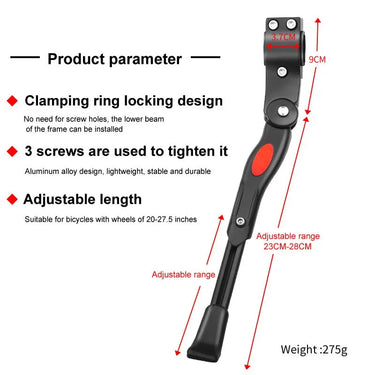 Adjustable Bicycle Kickstand - Aluminum