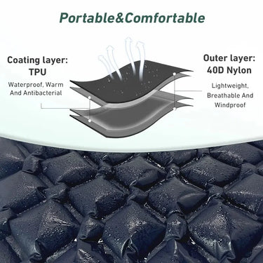Camping Inflatable Mattress Ultralight Outdoor Sleeping Pad with Pillow Built-in Pump